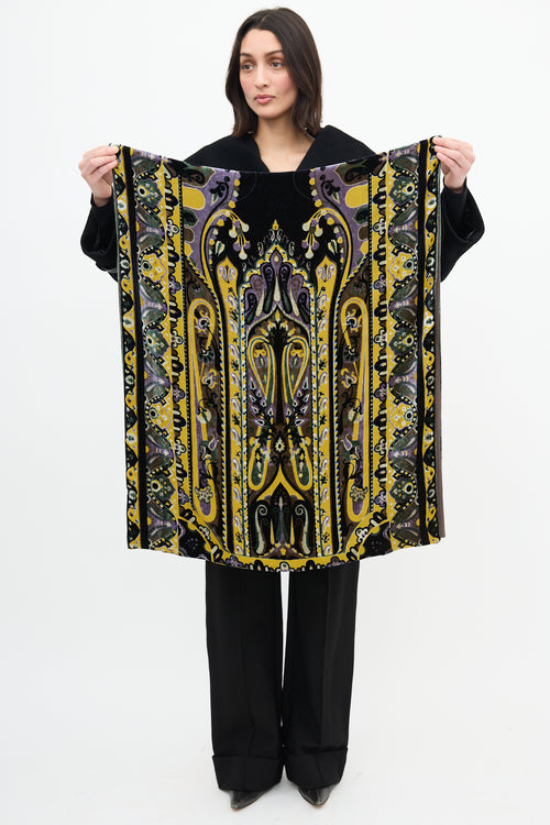 Etro Black 
Multi Velvet Paisley Scarf