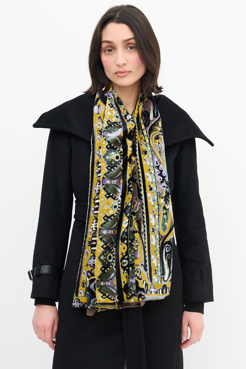 Etro Black 
Multi Velvet Paisley Scarf