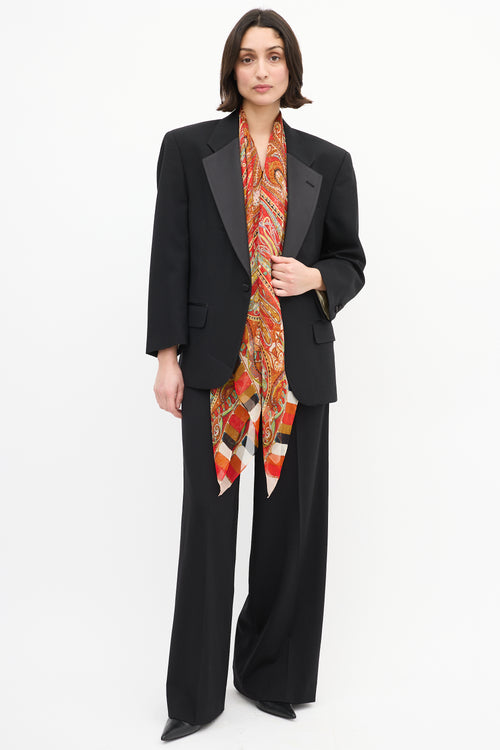 Etro Red 
Multicolour Silk Printed Scarf