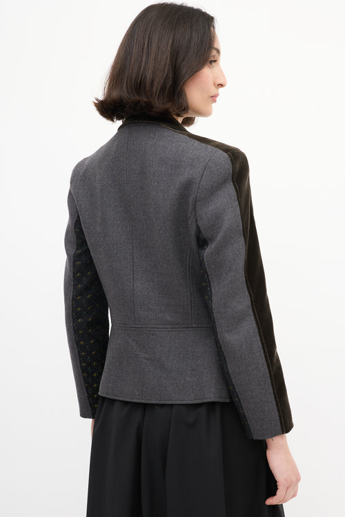 Etro Grey 
Multi Tweed Panelled Blazer