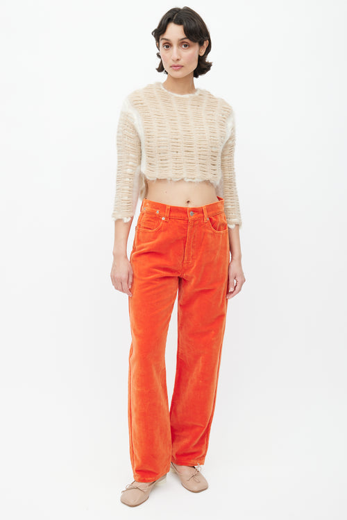 Eckhaus Latta Beige Cropped Knit Wool Sweater