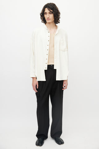 Eckhaus Latta Cream Single Pocket Button Up Shirt