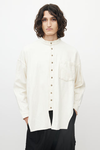 Eckhaus Latta Cream Single Pocket Button Up Shirt