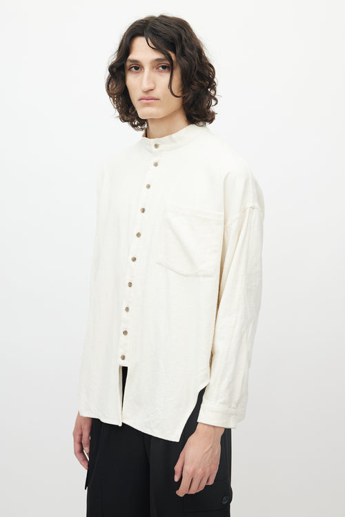 Eckhaus Latta Cream Single Pocket Button Up Shirt