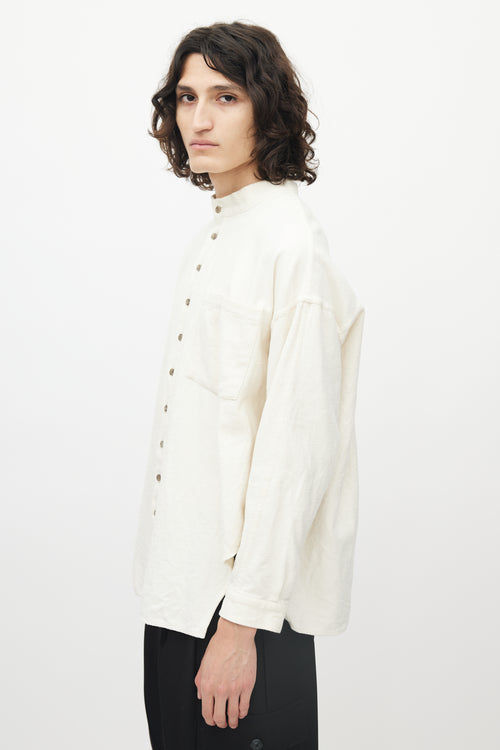 Eckhaus Latta Cream Single Pocket Button Up Shirt