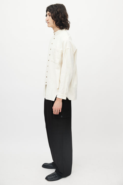 Eckhaus Latta Cream Single Pocket Button Up Shirt