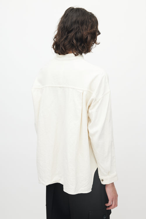 Eckhaus Latta Cream Single Pocket Button Up Shirt