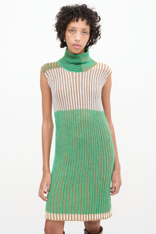 Eckhaus Latta Green 
Multi Knit Cutout High Neck Dress