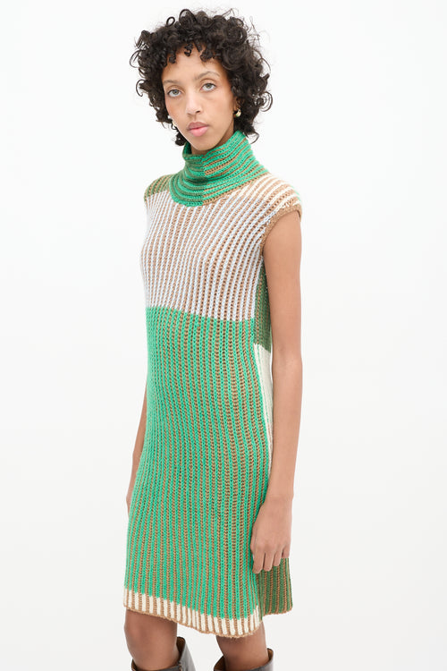 Eckhaus Latta Green 
Multi Knit Cutout High Neck Dress