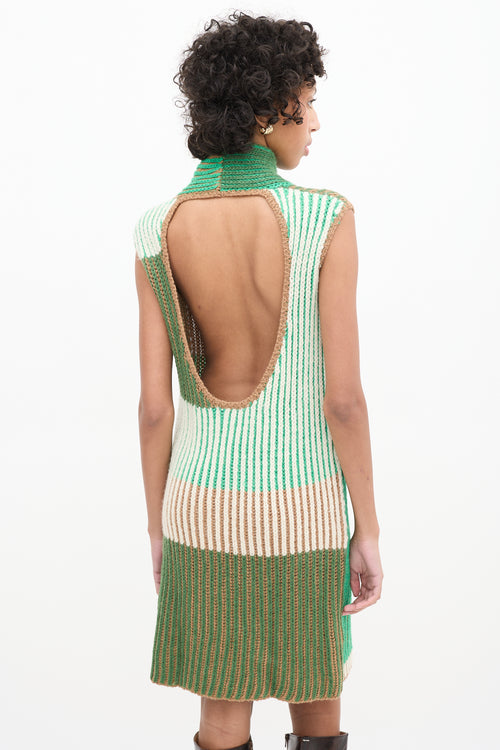 Eckhaus Latta Green 
Multi Knit Cutout High Neck Dress