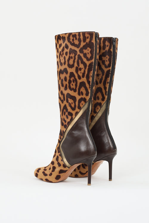 Edmundo Castillo Brown Leather 
Textured Hair Boot