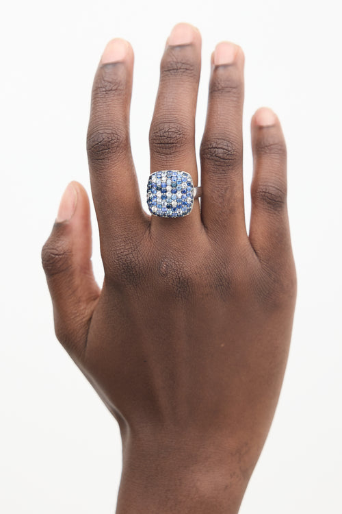 Effy Sterling Silver 
Blue Sapphire Square Ring