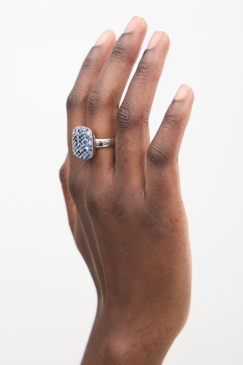 Effy Sterling Silver 
Blue Sapphire Square Ring