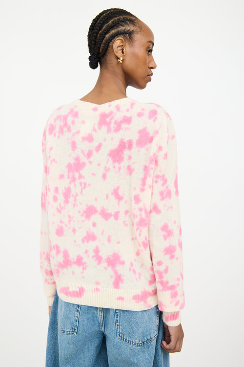 The Elder Statesman White 
Pink Cashmere Knit Tie Dye Sweater