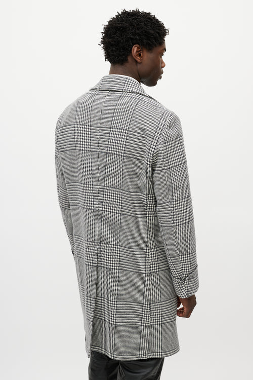 Eleventy Black 
White Wool Houndstooth Coat