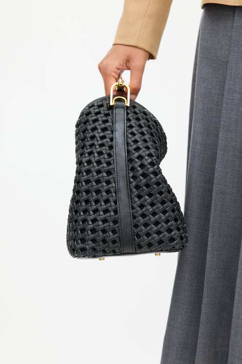 Elleme Black Woven Leather Boomerang Bag