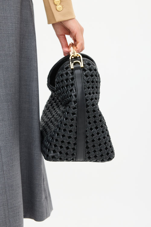 Elleme Black Woven Leather Boomerang Bag