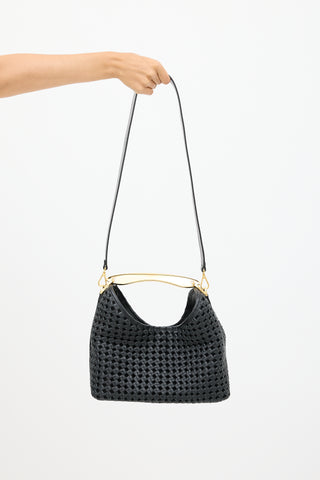 Elleme Black Woven Leather Boomerang Bag