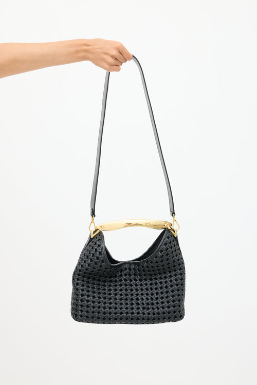 Elleme Black Woven Leather Boomerang Bag