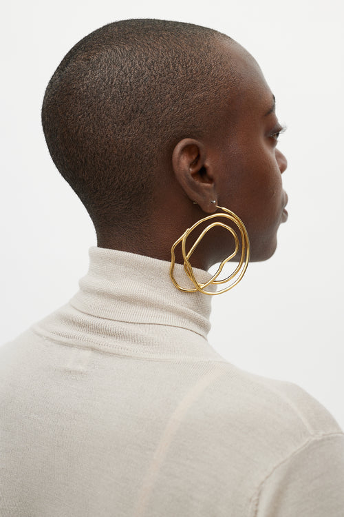 Ellery Gold Multi Swirl Hoop Earring