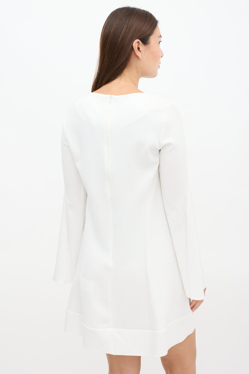 Ellery White Textured Crepe Flared Sleeve Dress