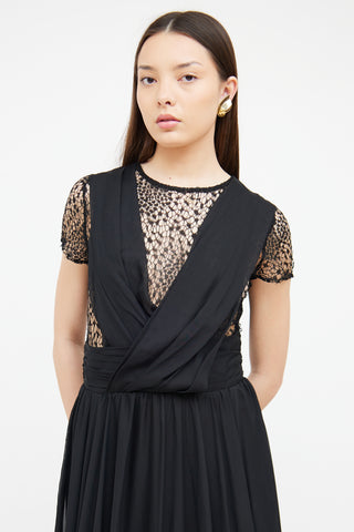 Elie Saab Black Lace Draped Gown