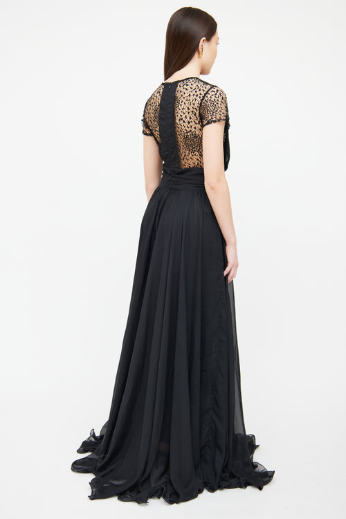 Elie Saab Black Lace Draped Gown