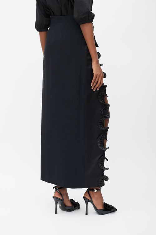 Emanuel Ungaro Black Ruffle Cargo Maxi Skirt