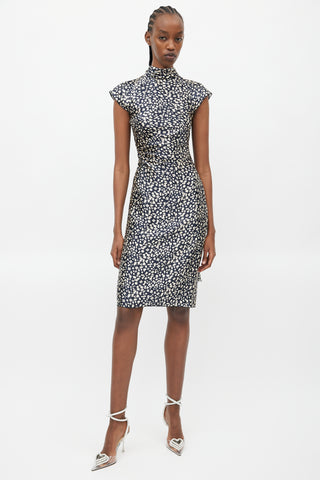 Emanuel Ungaro Navy 
Cream Silk Print Dress