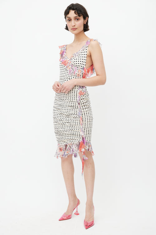 Emanuel Ungaro White 
Multicolour Polka Dot Knit Dress