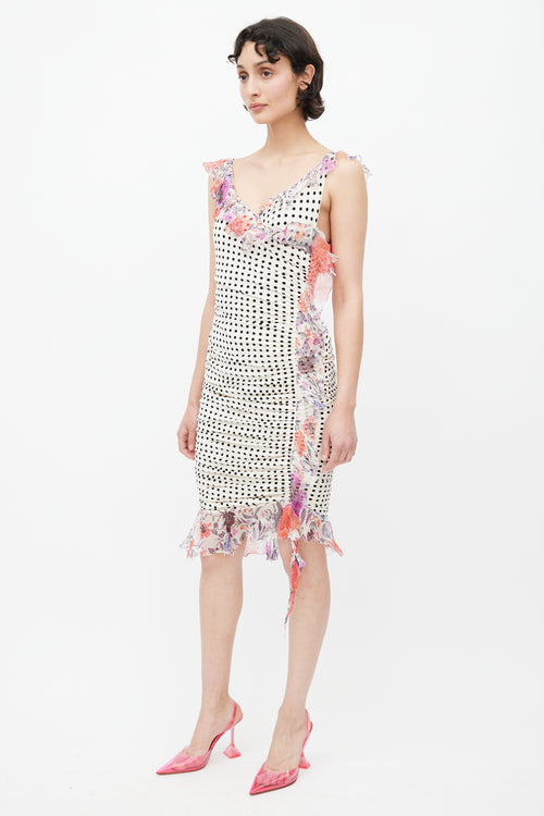 Emanuel Ungaro White 
Multicolour Polka Dot Knit Dress