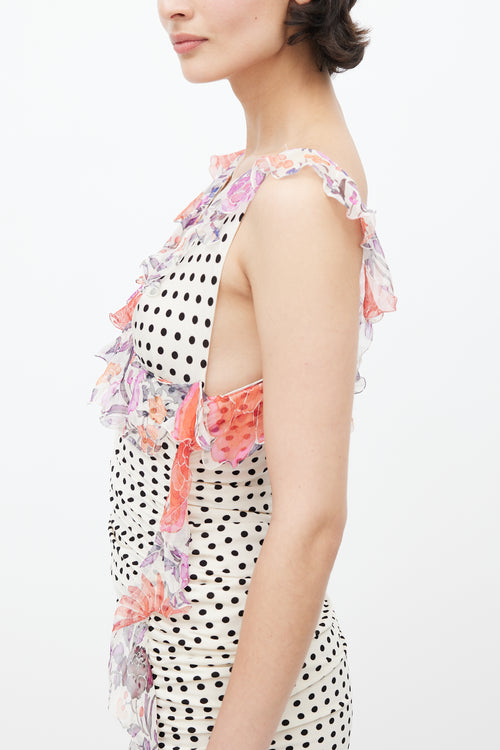 Emanuel Ungaro White 
Multicolour Polka Dot Knit Dress