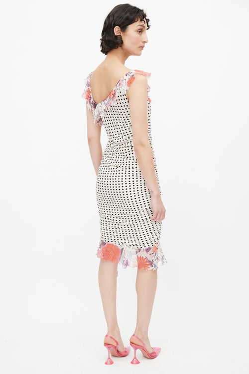 Emanuel Ungaro White 
Multicolour Polka Dot Knit Dress