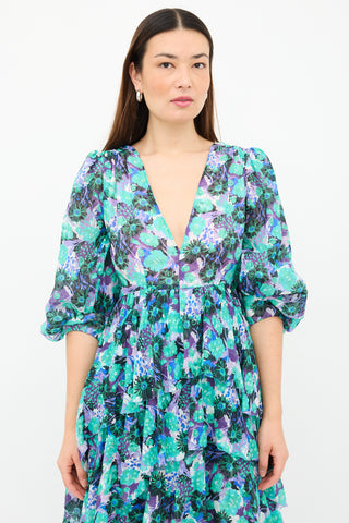 Emanuel Ungaro Silk Floral Ruffle Dress