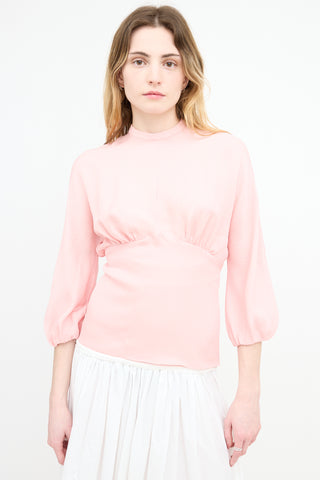 Emilia Wickstead Silk Mock Neck Blouse