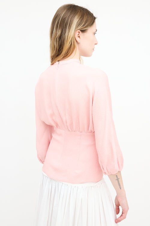 Emilia Wickstead Silk Mock Neck Blouse