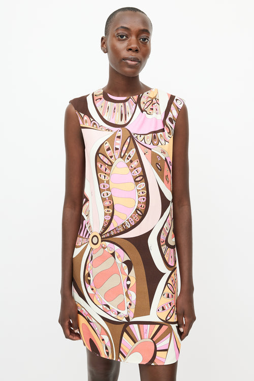 Emilio Pucci Beige 
Multicolour Abstract Print Dress