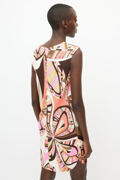 Emilio Pucci Beige 
Multicolour Abstract Print Dress