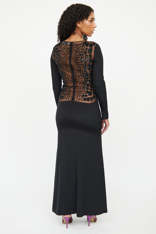 Emilio Pucci Black Mesh 
Sequin Panel Dress