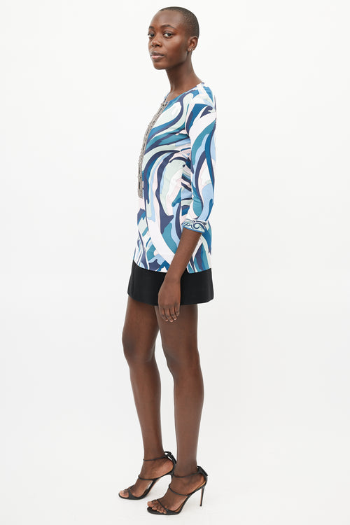 Emilio Pucci Blue 
Multicolour Jewel Abstract Print Top