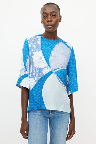 Emilio Pucci Blue Silk Print Top