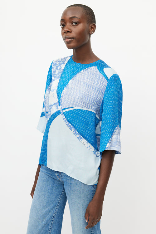 Emilio Pucci Blue Silk Print Top