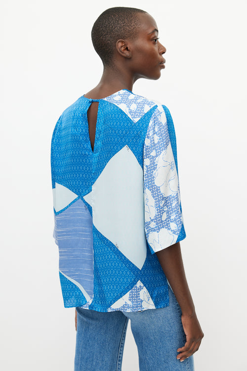 Emilio Pucci Blue Silk Print Top