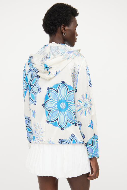 Emilio Pucci Cream 
Blue Silk Coated Jacket