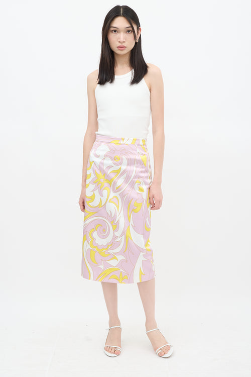 Emilio Pucci Cream 
Multicolour Silk Abstract Co-Ord Set