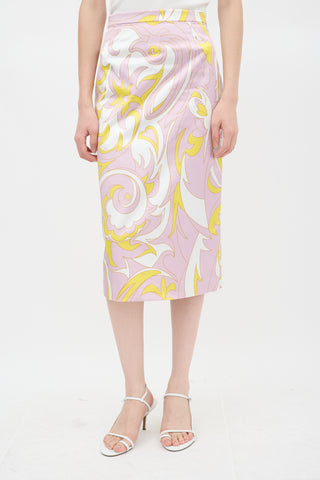 Emilio Pucci Cream 
Multicolour Silk Abstract Co-Ord Set