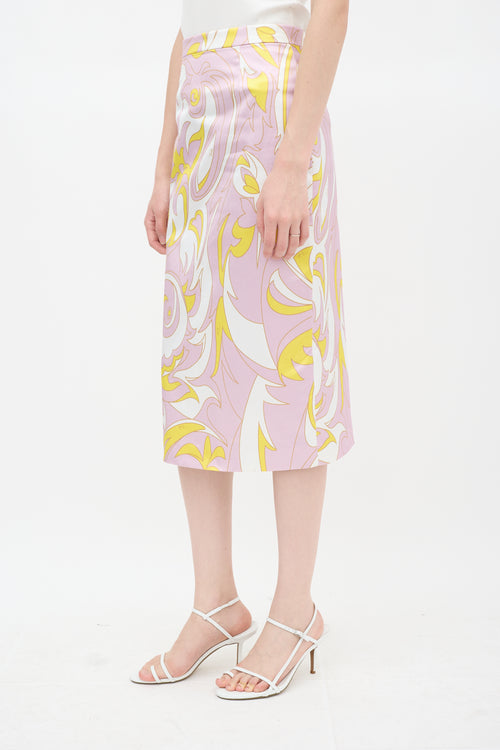 Emilio Pucci Cream 
Multicolour Silk Abstract Co-Ord Set