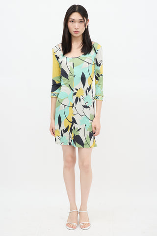 Emilio Pucci Cream 
Multicolour Silk Floral Dress