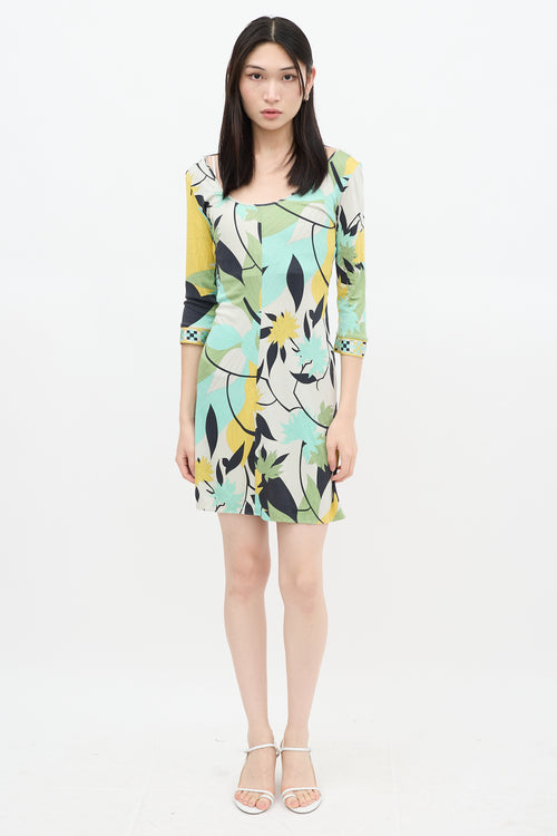 Emilio Pucci Cream 
Multicolour Silk Floral Dress