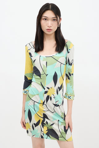 Emilio Pucci Cream 
Multicolour Silk Floral Dress